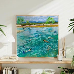 Balmorhea State Park Druck | Texas Reiselandschaft | Western Marfa Big Bend Poster | Bunte Schwimmen Wand Dekor | Kaktus / Kaktus / Kaktus
