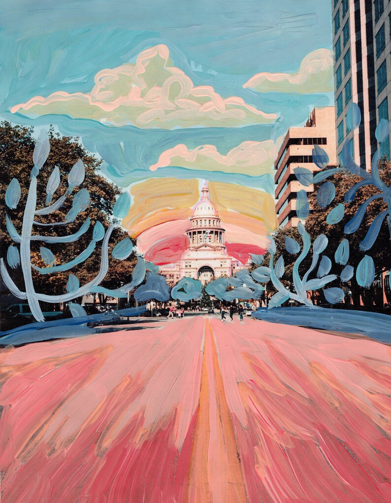 Austin Texas Print Austin Poster Austin Painting Austin Etsy