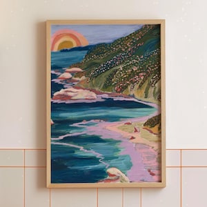 Big Sur, Californië-afdruk: landschapskunst kustweg