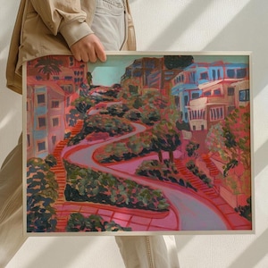 Lombard Street San Francisco Print: Retro Mid-Century Modern Wall Art
