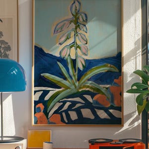Yucca Plant Print: Desert Botanical Art, Retro Floral Landscape