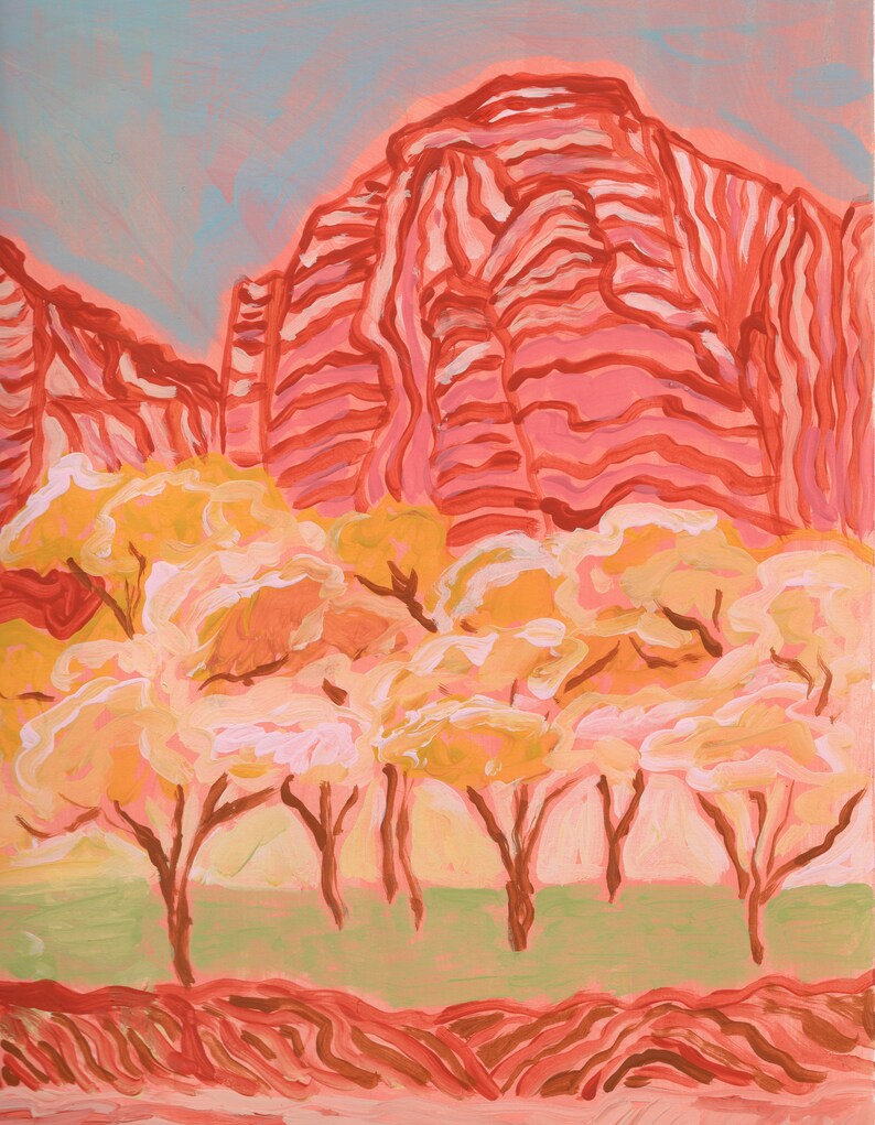 Zion National Park Poster Utah Wall Art Utah Painting Etsy
