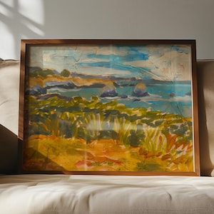 California Coastal Art Print: Mid-Century Modern Abstract Landscape