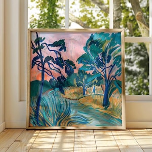 Texas Hill Country Sunset Print: Vintage Southwestern Landscape