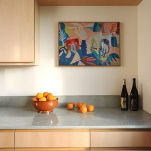 Impresión abstracta colorida / Póster de viaje tropical / Arte mural de Matisse / Decoración vintage de mediados de siglo / Pintura botánica de palmeras