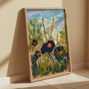 Wüstenblumendruck | Yucca Pflanzen Kunst | Feigenkaktus | Südwesten Ästhetik | Boho Wanddekor | Natur inspiriert | Giclee Kunstwerk