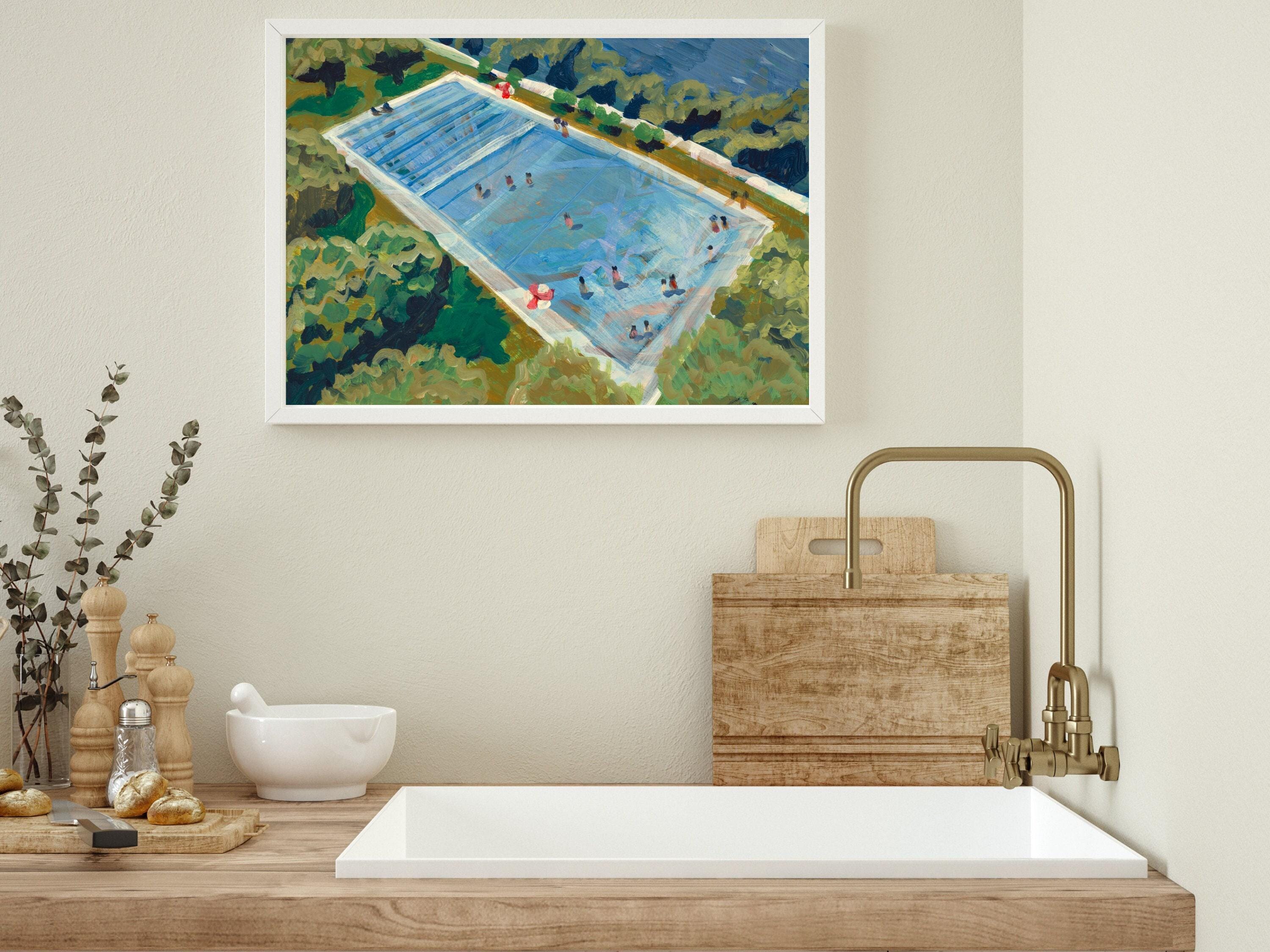 Deep Eddy Swimming Pool Print | Austin Texas Travel Poster | Colorful Hill Country Home Decor | Modern Lady Bird Lake Painting | Zilker Park