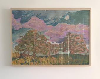 Lámina de robles dorados: Arte paisajístico de la región montañosa de Texas.