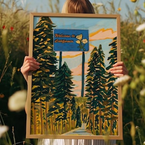 California Redwoods Print: Mid-Century Modern National Park Wall Art