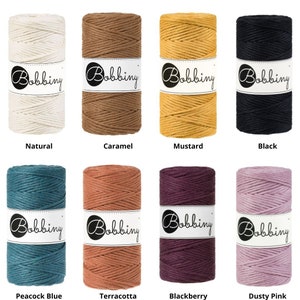 3mm Einzelstrang Makramee Schnur / 100 Meter / Mehrere Farben / 100% Recycelte Baumwolle / Fiber Art / DIY / Umweltfreundlich / Bobbiny