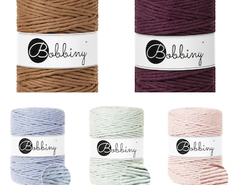 5mm Single Strand Macrame Cord / 100 meters / Multiple Colours / Cotton / 100% Recycled Cotton / Fibre Art / DIY / Eco-Friendly / Bobbiny