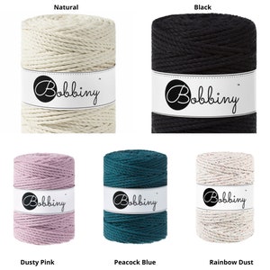 5 mm 3-lagige Makramee Schnur / 100 Meter / Mehrere Farben / Premium Baumwolle / 100% Recycled Cotton / Fiber Art / DIY / Umweltfreundlich / Bobbiny