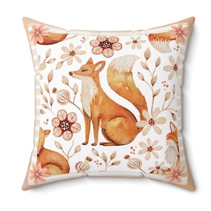 Almohada decorativa rústica de zorro: acento acogedor para el hogar, ambiente natural, regalo para amantes de los animales, almohada inspirada en la naturaleza, decoración de granja