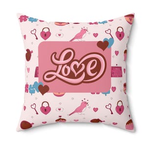 Love Birds Polyester Kissen: Retro Valentinstag Dekor