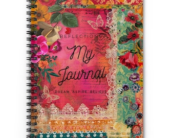 Preppy Notebook With Pink & Blue Hearts - Aesthetic Spiral Journal 5.5x8.3 Inches For Girls & Women