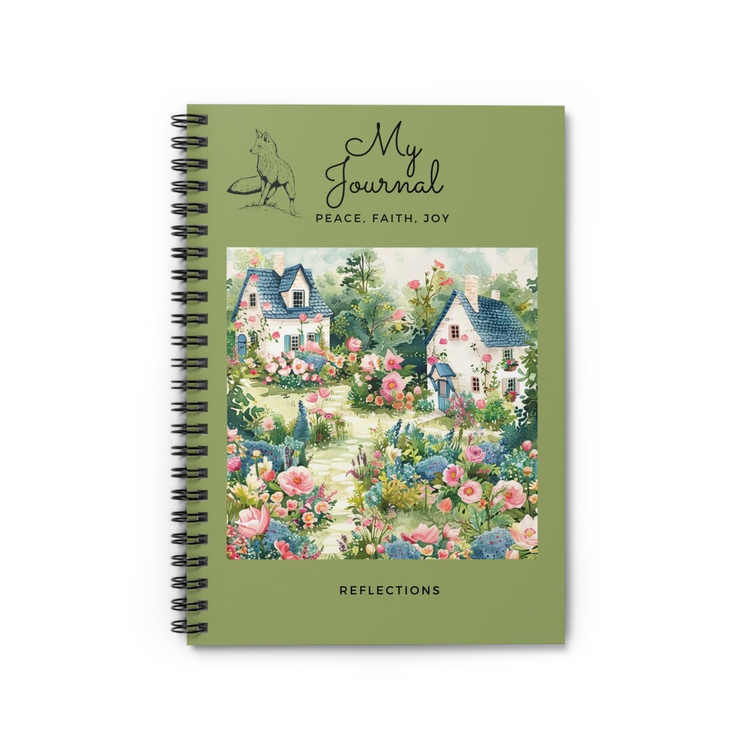 English Cottages With Flower Garden and Fox, Journal-spiral Notebook ...