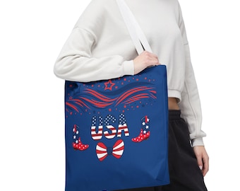 USA Flag Tote Bag: Patriotic Red White Blue Polyester Purse