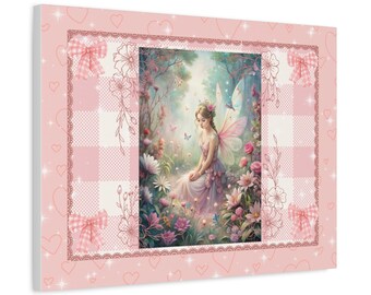 Pink Fairy Canvas Print: Whimsical Nursery Wall Art