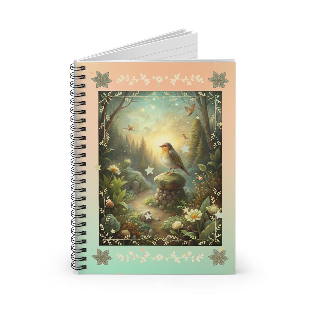 Whimsical Woodland Robin Spiral Notebook | Ruled Journal, Nature ...