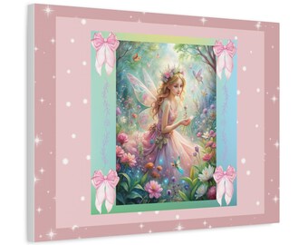 Pink Fairy Canvas Print: Whimsical Nursery Wall Art