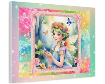 Colorful Fairy Canvas Print: Whimsical Girls Room Decor