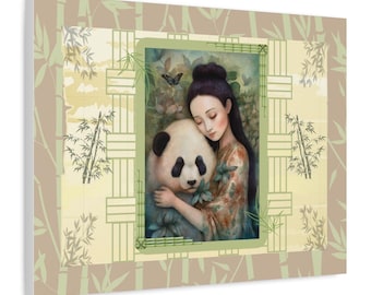 Panda Love Canvas Art: Whimsical Nursery Wall Decor, Nature Inspired