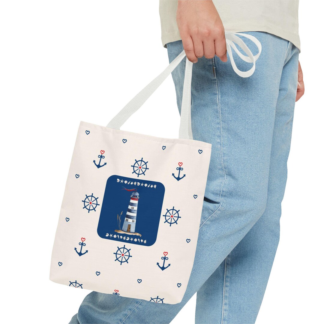 Nautical Lighthouse Tote Bag: Beach Lover Gift - Etsy