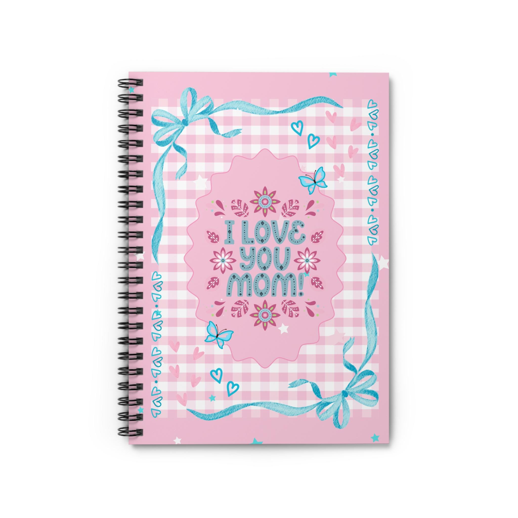 Mom Notebook Design I Love You Mom Floral Gingham Notebook | Spiral Notebook, Ruled - Etsy