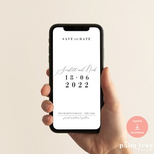 WESTHAMPTON | Modern Save the Date Phone Evite, Instant Download, Modern Rustic Boho, Editable Wedding Invitation Template, 1080 x 1920