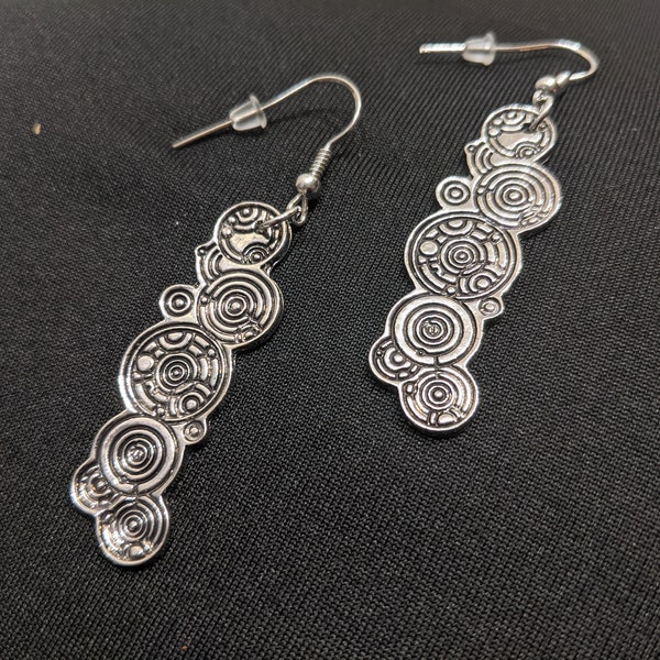 Gallifreyan Time Lord earrings geeky statement jewelry