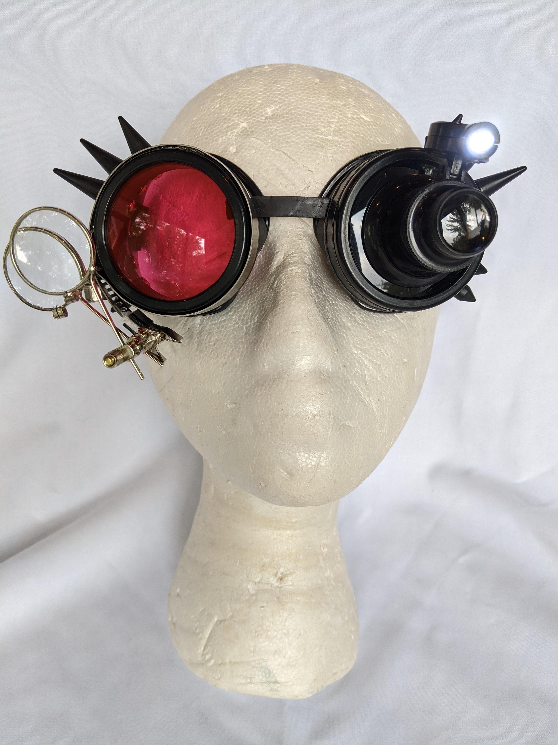 Spiked Mad Scientist Steampunk Goggles w/LED Black Silver Gold | Etsy