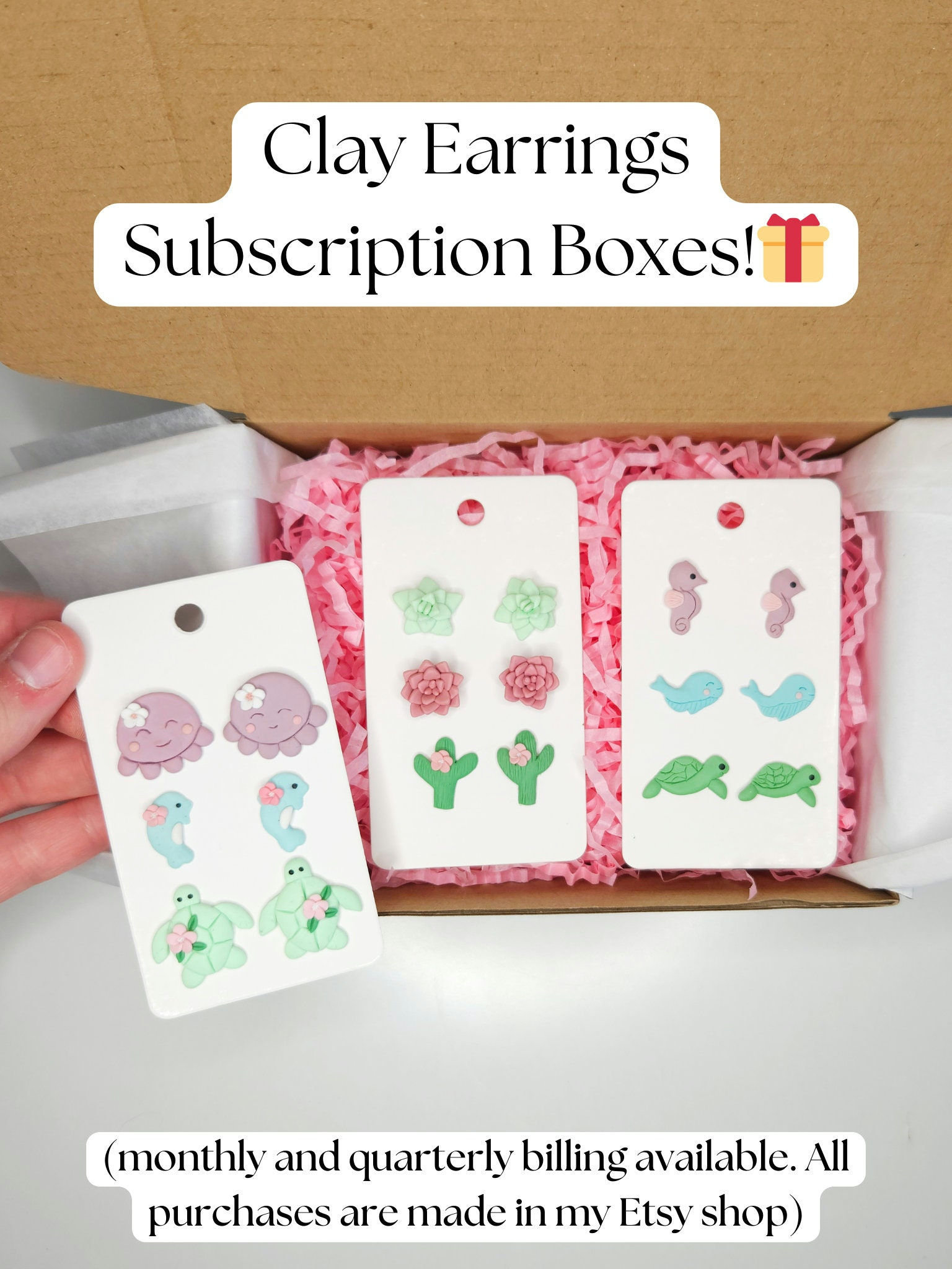Polymer Clay Earrings Subscription Box, Clay Earrings Stud Pack