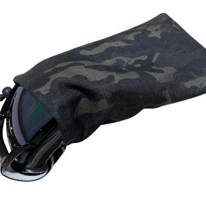 Ski, Snowboard, Dirt Bike Goggle Pouch, Case, Bag. Ripstop Outer and Soft Lined Fabric Inner. Draw Cord. Camouflage, blue, orange, green image 3