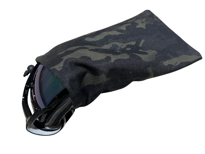 Ski, Snowboard, Dirt Bike Goggle Pouch, Case, Bag. Ripstop Outer and Soft Lined Fabric Inner. Draw Cord. Camouflage, blue, orange, green image 3