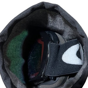 Ski, Snowboard, Dirt Bike Goggle Pouch, Case, Bag. Ripstop Outer and Soft Lined Fabric Inner. Draw Cord. Camouflage, blue, orange, green image 4