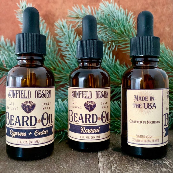 All Natural Beard Oil & Conditioner, Beard Care Oil, Beard Conditioner, Handcrafted Beard Oil, Facial and Beard Oil