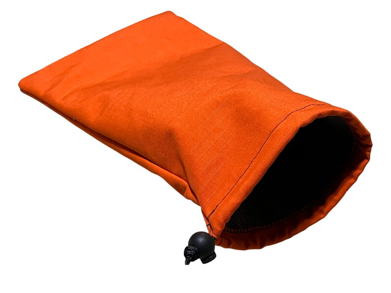 Ski, Snowboard, Dirt Bike Goggle Pouch, Case, Bag. Ripstop Outer and Soft Lined Fabric Inner. Draw Cord. Camouflage, blue, orange, green Orange