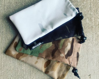 Multicam Cordura Camouflage Sunglasses Pouch, Case, Bag. Soft lined fabric, Draw Cord