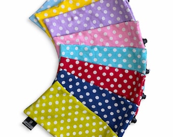 Fundas, estuches y bolsas protectoras para gafas y gafas de sol, con estampado de lunares. Forradas en microfibra, con cordón ajustable.