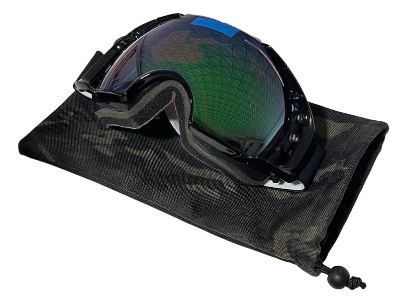 Ski, Snowboard, Dirt Bike Goggle Pouch, Case, Bag. Ripstop Outer and Soft Lined Fabric Inner. Draw Cord. Camouflage, blue, orange, green image 2