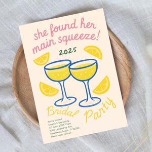 She Found Her Main Squeeze Invitation | Lemon Bachelorette Party Invite | Editable Italian Summer Bridal Shower | Instant Download