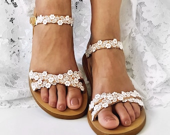 Physis / Wedding sandals for bride / Handmade to order / Bridal boho leather sandals