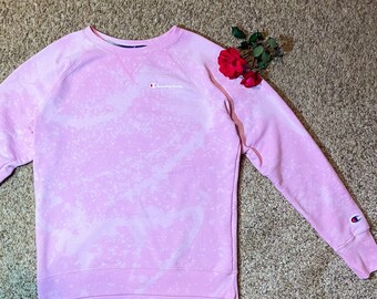 Sudadera con capucha Pink Champion Tie Dye / Sudadera teñida con lejía / Talla M para hombres