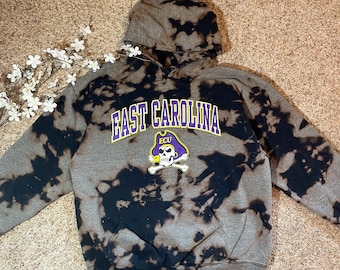 VINTAGE East Carolina University Tie Dye Hoodie/acid wash/ecu pirates/ecu sweatshirt/vintage hoodie/bleach dye/ecu football/unisex/gift
