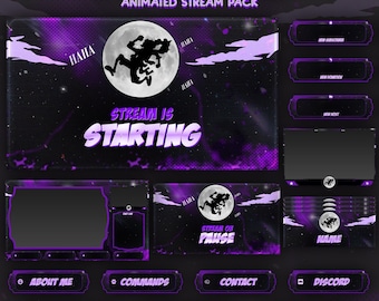 Moonrise Gear Animated Stream Package: For Twitch Overlay, YouTube, Kick, Facecam, Alerts, Anime Overlay