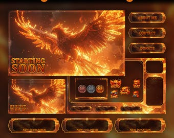 Inferno Phoenix Animated Stream Package: For Twitch Overlay, YouTube, Kick | Phoenix Overlays