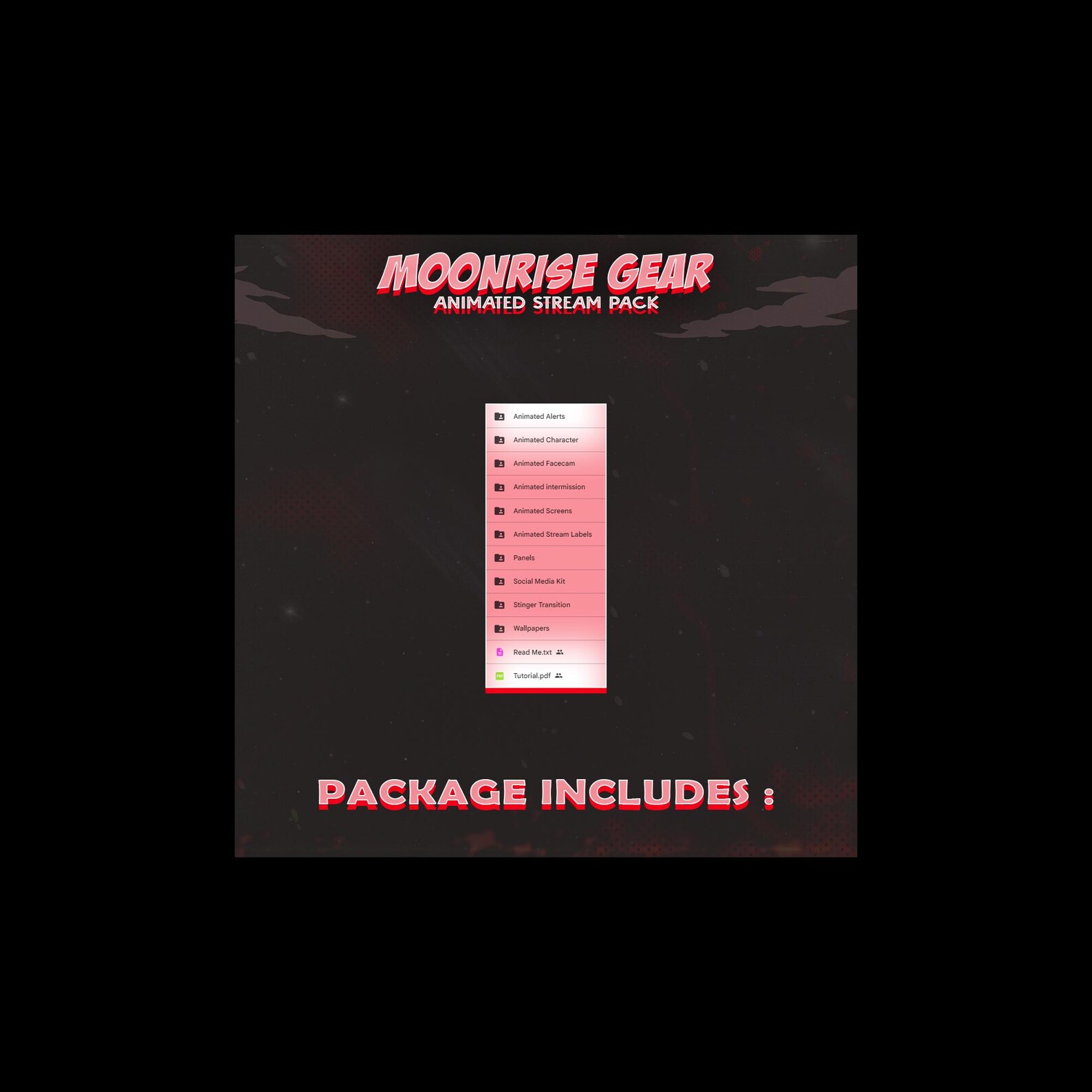 red-moonrise-gear-animated-stream-package-for-twitch-overlay-youtube