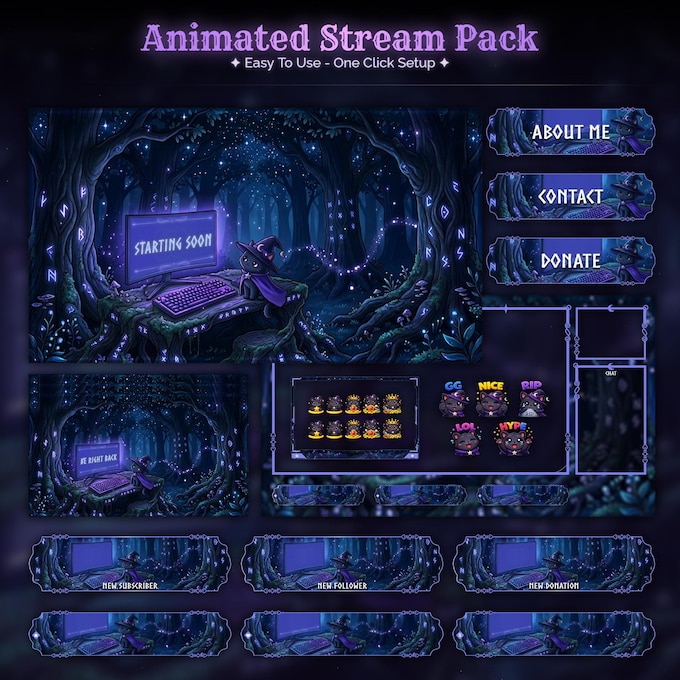 Custom commission overlay screen 7 - animated Twitch stream package by VectorKingStudio
