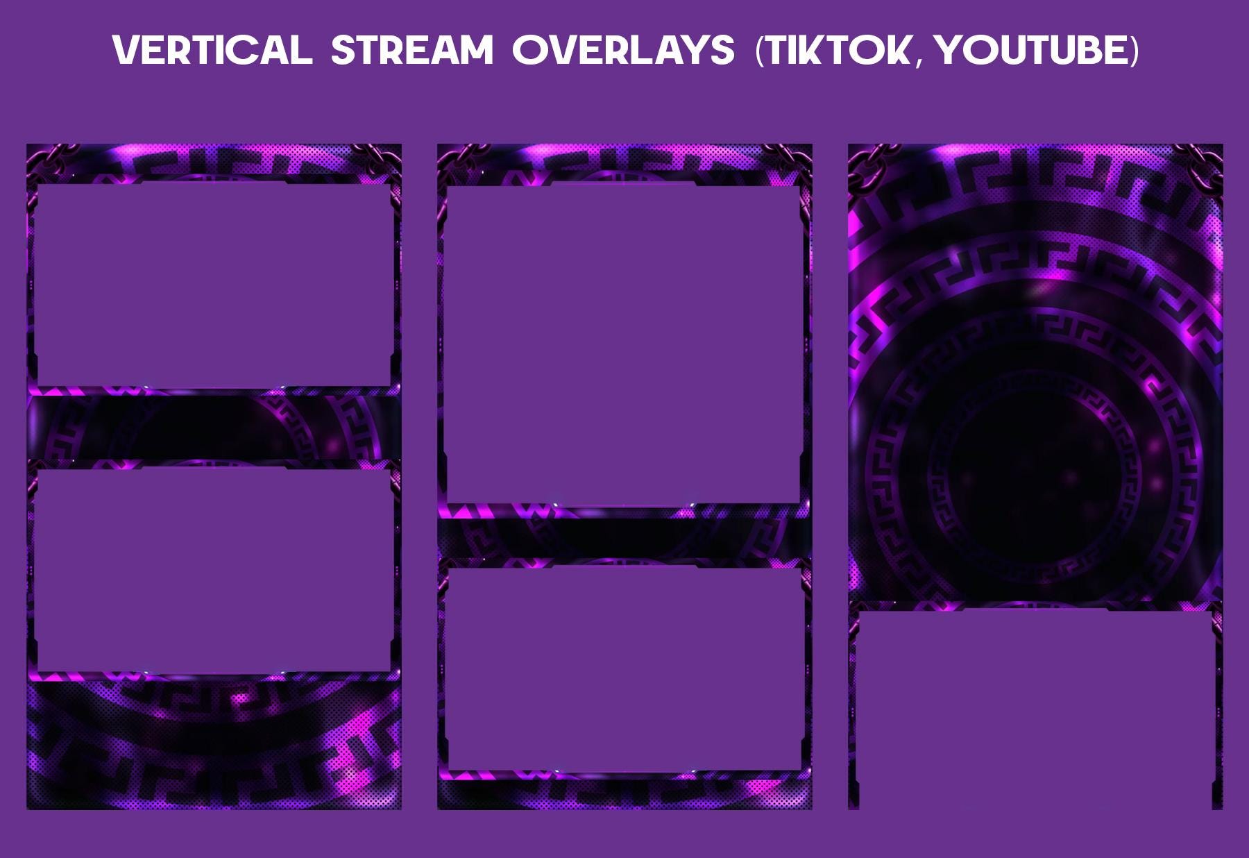 Purple Chains Animated Tiktok Stream Overlay Package, Tiktok Overlays ...