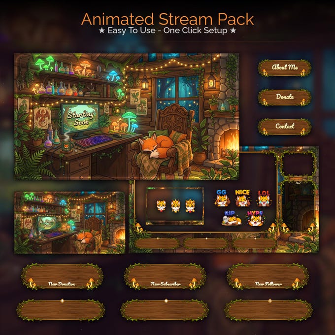 Custom commission overlay screen 5 - animated Twitch stream package by VectorKingStudio